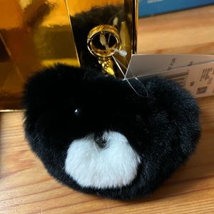 NWT MICHAEL MICHAEL KORS TEDDY BEAR POM POM FUR BLACK